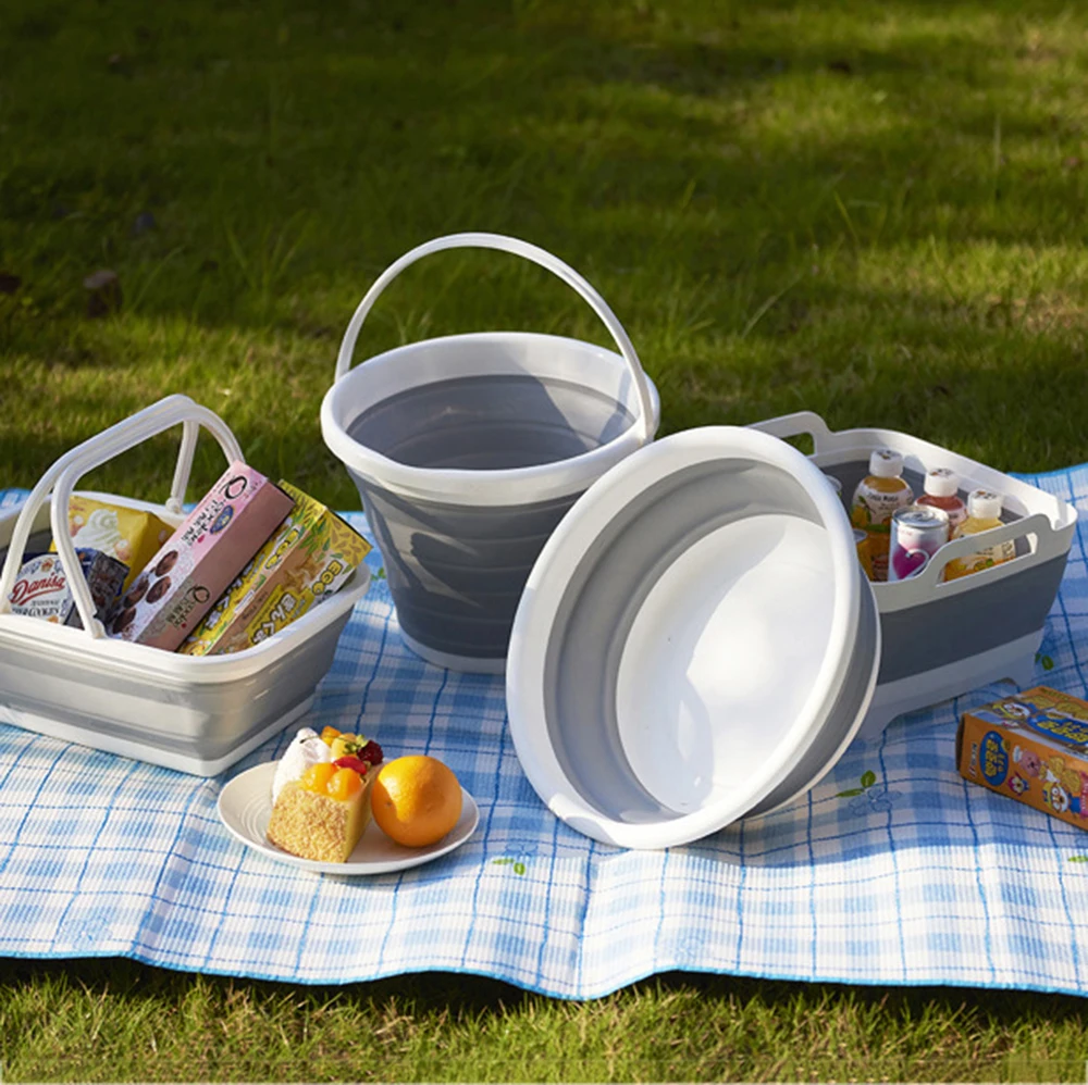 Billige Tragbare Faltbare Eimer Multifunktionale Faltbare Lagerung Korb Organizer mit Griff Bad Küche Lagerung Container