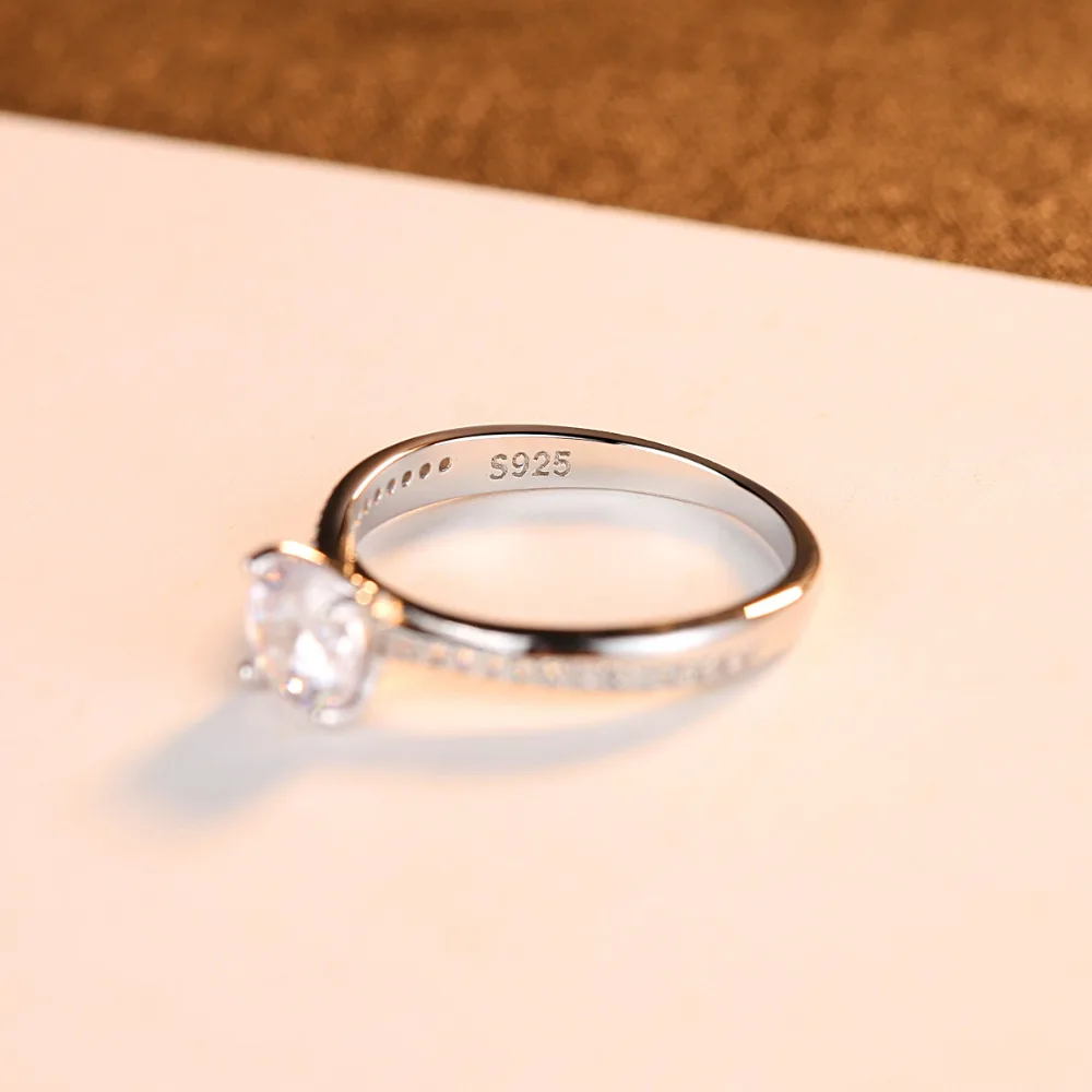 CZCITY бренд высокое качество чистого серебра 925 пробы серебряные классические обручальные кольца для Для женщин прозрачный CZ камень ювелирные изделия из драгоценных металлов, Femme Bijoux(украшения своими руками