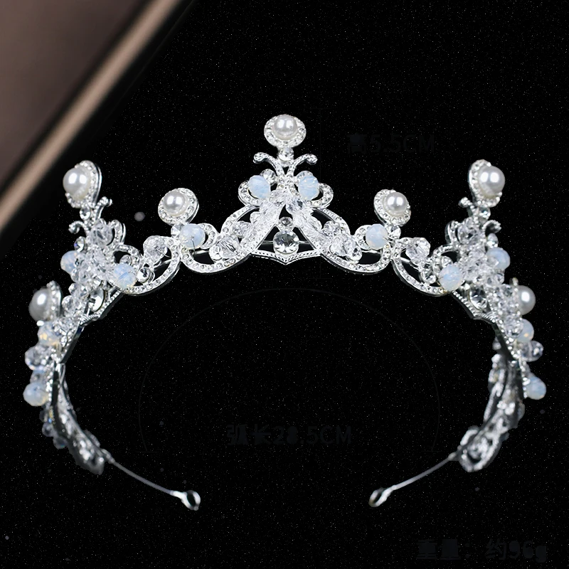 

New Baroque Crystal Pearl Tiara Diadem For Bride Wedding Hair Accessories Silver Handmade Tiaras And Crowns Women Hair Jewelry