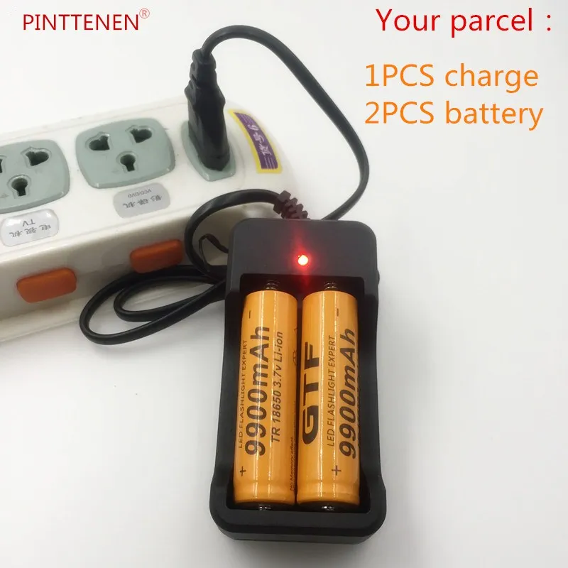 2 пьезы Nuevo 18650 batera de 3,7 V 9900 mAh recargable batera LiIon con cargador para linterna de Led, batera de LiT+ cargado