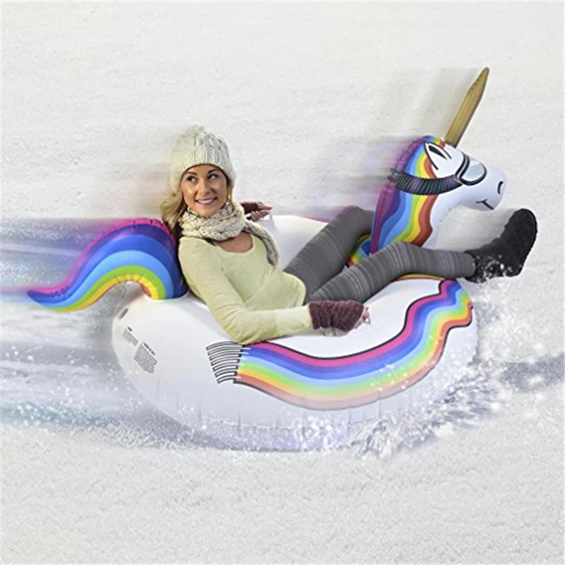 10pcs/lot Cold resistant PVC inflatable unicorn winter snow tube