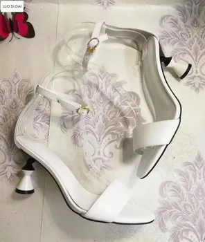 

2019 summer women white sandals party shoes low heel sandals elegant stilettos sexy high heels ladies open toe wedding shoe