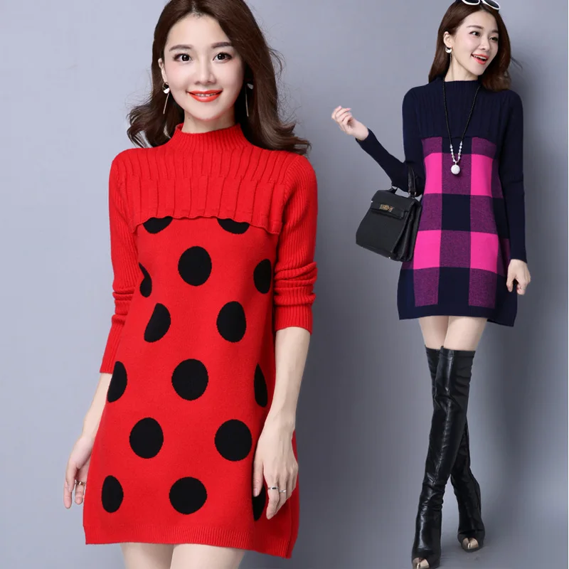 Sweater women winter turtleneck loose long section of the womens sweaters fashion autumn pullover thickening christmas sweater