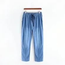 Весенние повседневные женские джинсы размера плюс, узкие Стрейчевые хлопковые джинсовые брюки для женщин синего цвета 2XL-5XL