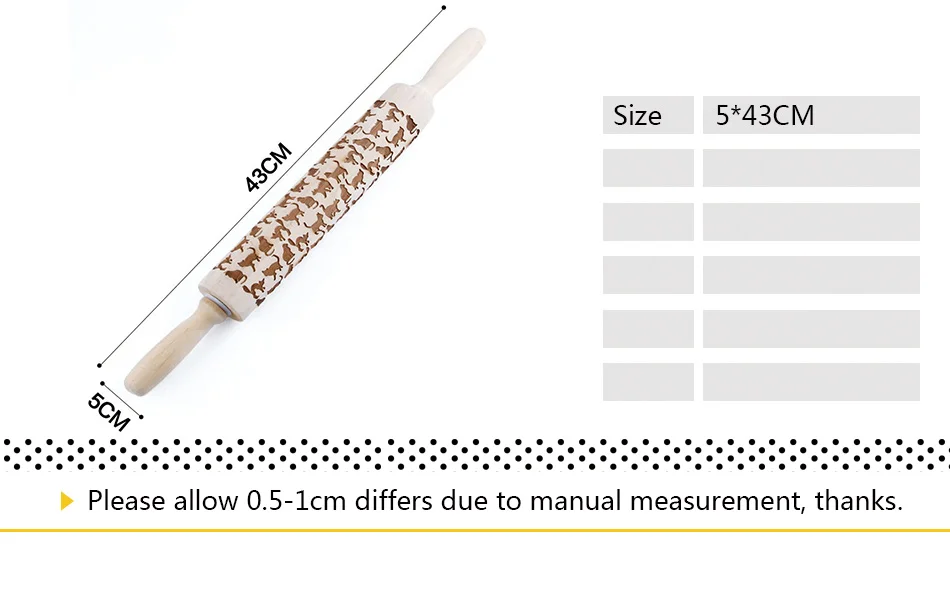 43*5cmDog Рождество Снежинка кошка деревянная Скалка тиснение выпечки печенье лапша печенье, фондан, пирог тесто с рисунком ролик