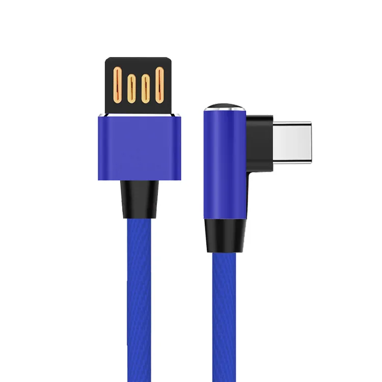 EtopLink L نوع 90 درجة TYPE-C المصغّر usb سريع تهمة USB كابل بيانات 2.4A شحن نقل البيانات كابل 1 M الأسود