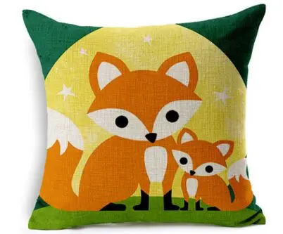 

Cartoon fox style sofa cushion cotton linen Square pillow 42x42cm zipper pillow no fillings home decoration gift a0970