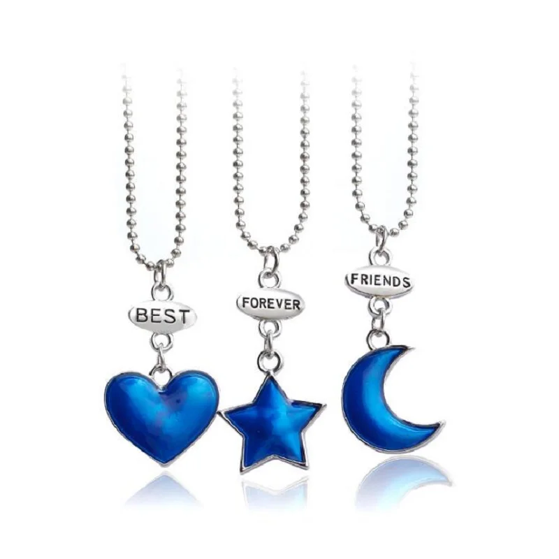 Ожерелье MINGQI модное 3 шт./компл. с надписью Best Friends Forever Blue Star Moon Love сердечком из
