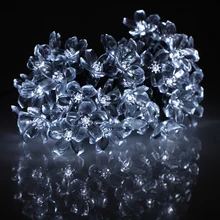 Праздничное освещение на солнечных батареях 5 м 50 светодиодов наружные вишни светящиеся гирлянды на солнечной энергии свет украшение для букета лампы Luce Solare