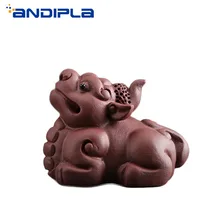 Фиолетовая глина yixing tea Pet Китайский кунг-фу чайный сервиз аксессуары фэн-шуй удачи и отваги отряд статуя сувениры с узорами Ремесло Декор