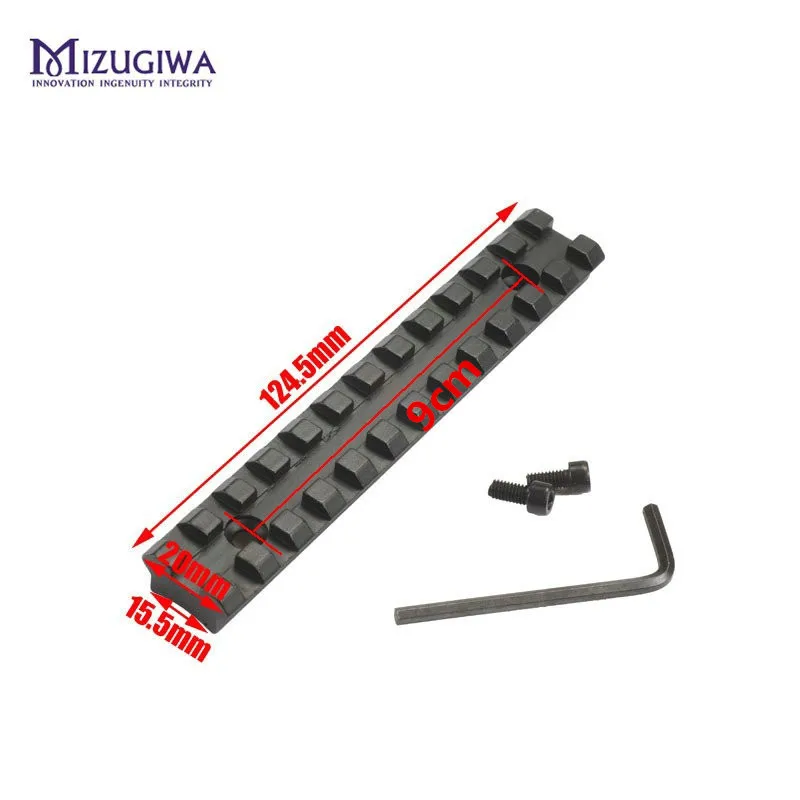 

MIZUGIWA 12 Slots 124.5mm Screws Curve Rifle Scope Picatinny Round Bottom 20mm Weaver Rail Mount Base Install Scope Pistol