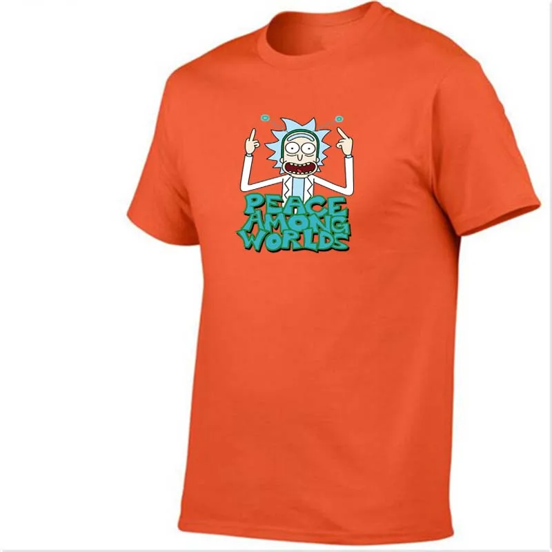 New Arrival Rick Morty men t shirt Anime T-shirts Peace among worlds folk tee shirt homme Rick and Morty TShirt Men Camisetas