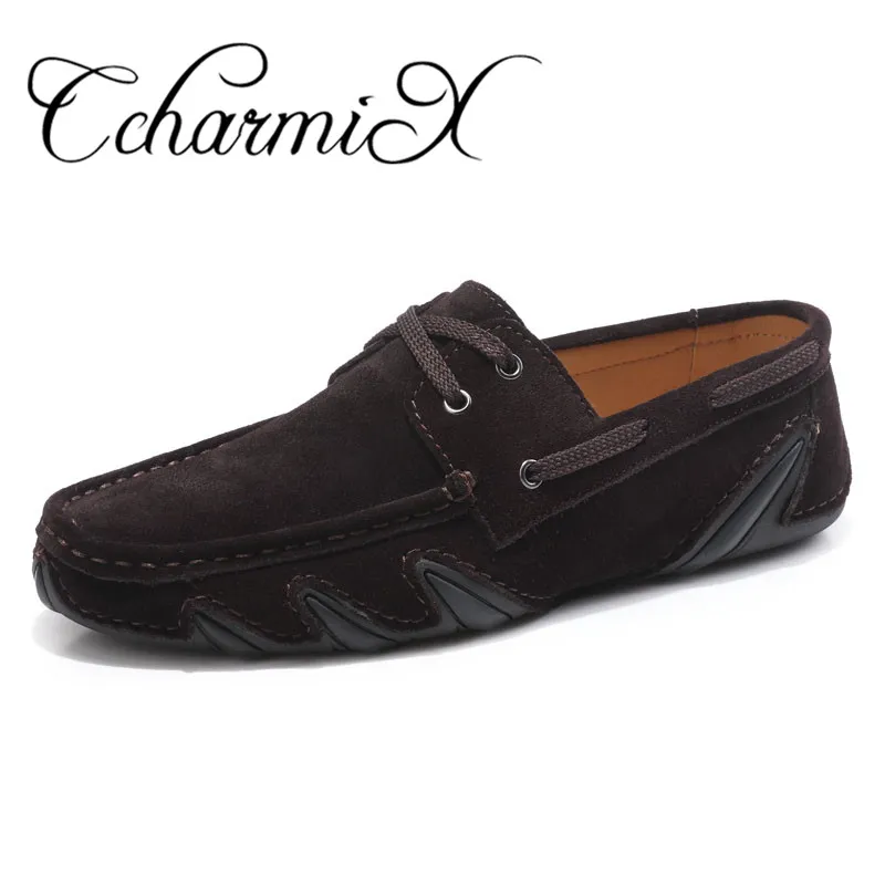 CcharmiX/мужские лоферы из замши; мужская повседневная обувь; брендовые высококачественные мужские мокасины; мужские лоферы; Мокасины большого размера мужские туфли на плоской подошве - Цвет: brown