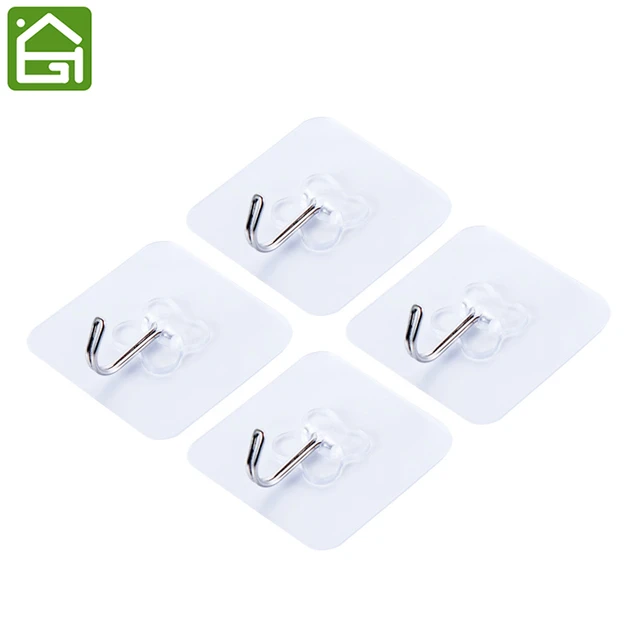 4 Pcs Reusable Sticker Hooks Damage Free Wall Hanger Waterproof