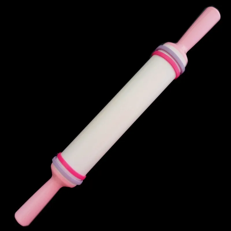 

36cm Cake Fondant Embosser Decorating Tools Plastic Fondant Rolling Pin with Silicone Guide Pastry Tools