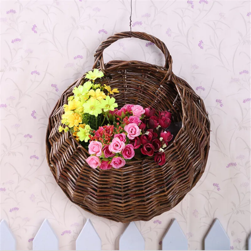 Natural rattan wall hanging basket hanging basket willow rattan basket
