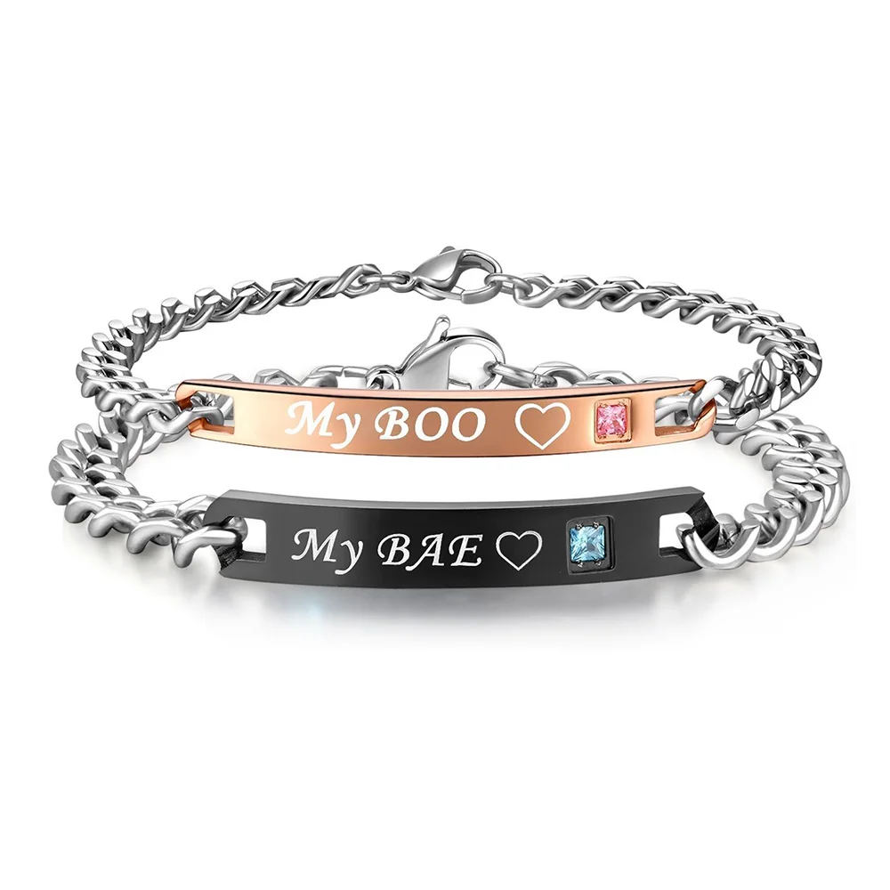 Прямая поставка браслеты My Boo & Bae с именем для женщин и мужчин Парные кристаллами