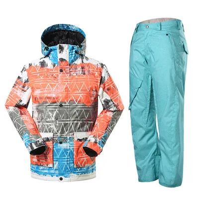 GSOU Снежный мужской зимний ветрозащитный Теплый сноуборд лыжная куртка+ брюки комплект лыжный костюм водонепроницаемый походный набор - Цвет: 5