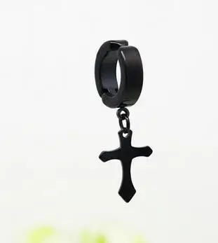 Европейский стиль поддельные сережки lady'sNo пирсинг сталь мужской крест для