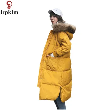 

Winter Coat Women Plus Size Padded Long 2018 Ladies Coats With Fur Fake Collar Hooded Jacket Zipper Coat Women JC617