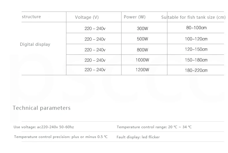 300 W 500 w 800 W 1000 w 1200 W PTC интеллектуальный цифровой дисплей нагревательный стержень автоматический термостат и взрывозащищенное стекло нагрева воды при помощи обратного осмоса