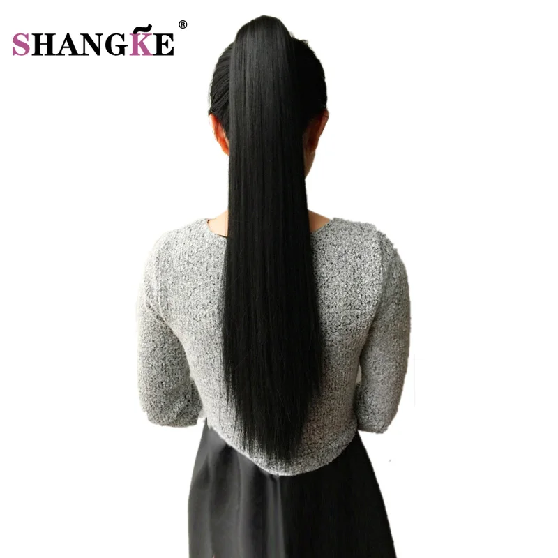 Shangke 24 Dlinnye Chernye Sinteticheskie Konskij Hvost Dlinnye Volosy Naturalnye Poddelnye Volosy Hvost Shinony Zhenskie Pricheski Termostojkie Poddelnye Volosy Aliexpress Mobile