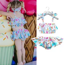 2 шт. летняя детская одежда для маленьких девочек мороженое бикини с оборками комплект купальники малышек купальный костюм