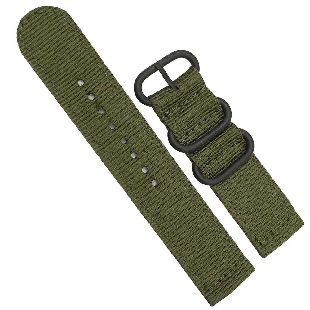 18 20 22 24mm Brand Army Sports Nato Fabric Nylon Accessories Bands Belt Buckle for 007 James Bond Watch Strap Black