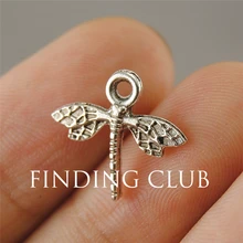 100 個 13 × 15 ミリメートルシルバー色金属素敵なトンボのペンダントチャームジュエリー所見フィットチャームブレスレットA1194(China)