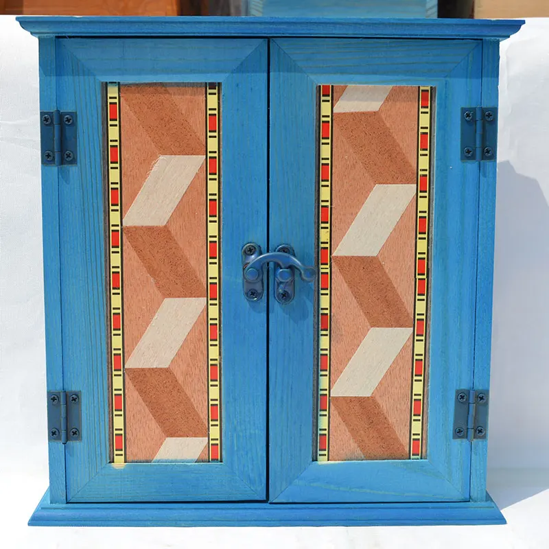 Mediterranean Solid Wood Furniture American Retro Wall Key Cabinet