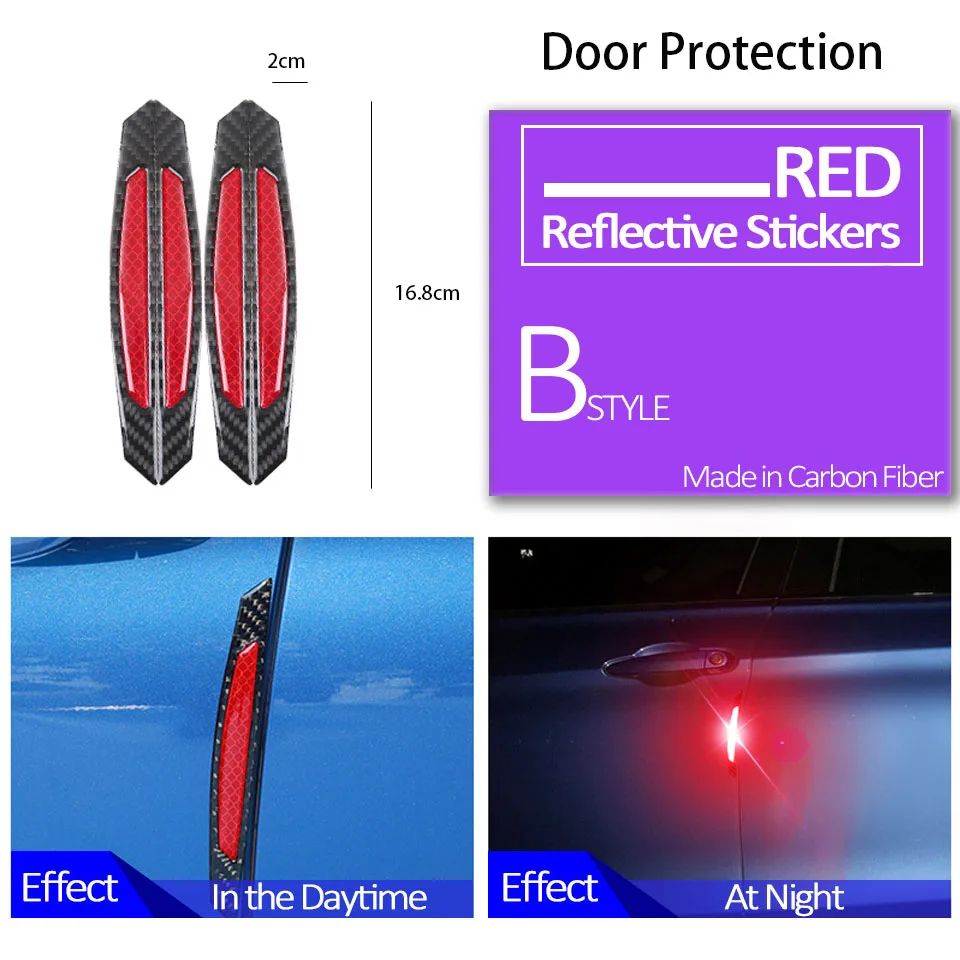 Автомобильная Светоотражающая полоса из углеродного волокна защитная наклейка для Alfa Romeo 159 Chevrolet Aveo Captiva Ford Focus 3 Fiesta Mondeo Fusion - Название цвета: Door Black Red