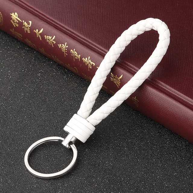 Handmade Knitted Rope Making Leather Rope Keychain for Women Men Rope
