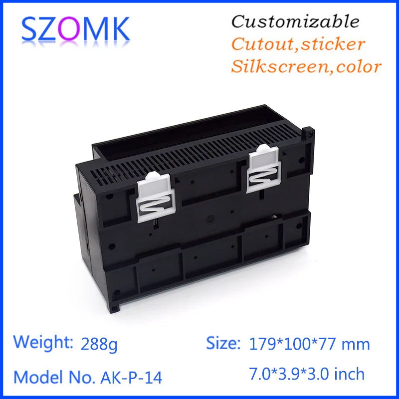 

10pcs a lot abs material black plastic din rail instrument enclosure plc junction box plastic electrical box project box