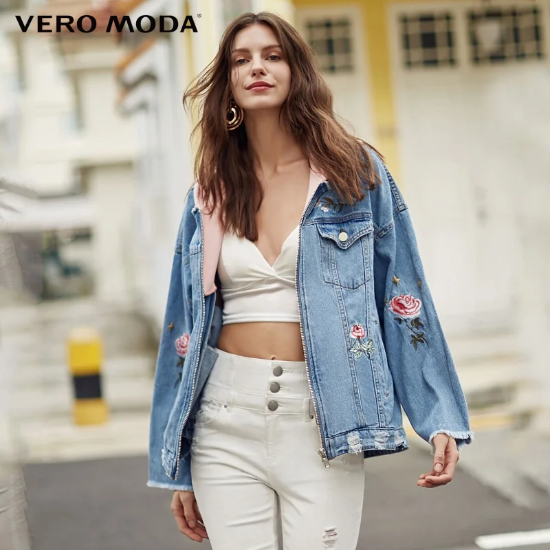price cut Vero Moda oversize cowboy hooded Denim short coat Jacket 318157509