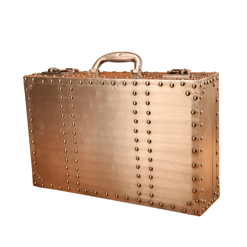 Деревянный ретро чемодан коробка для хранения одежды алюминиевый кожаный домашний декор винтажный бар реквизит для фотографий окно дисплей