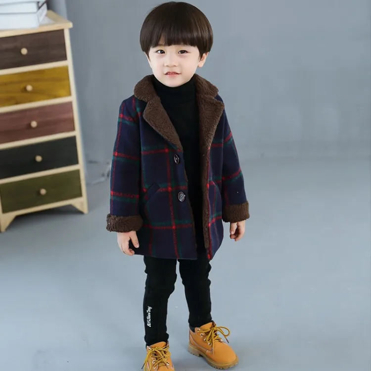 Зимние пальто для маленьких мальчиков теплая одежда для маленьких мальчиков клетчатая куртка детская одежда для мальчиков Модное детское пальто новая верхняя одежда - Цвет: as photo