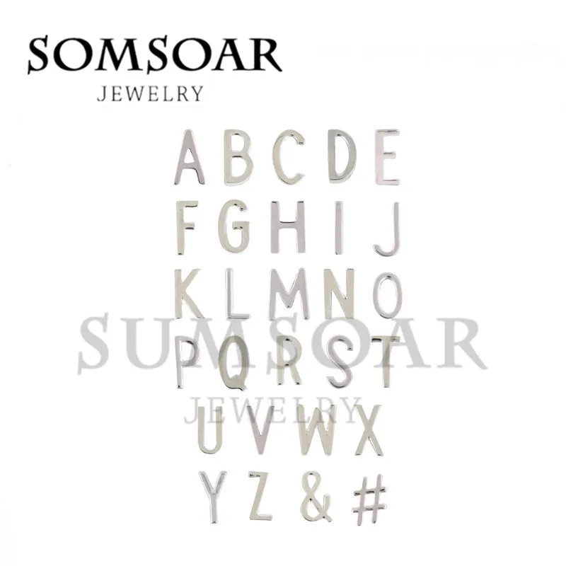

Somsoar Jewelry Silver Plated LETTERS A-Z, &, # keys to tell your story Charms fit Leather wrappable Bracelet