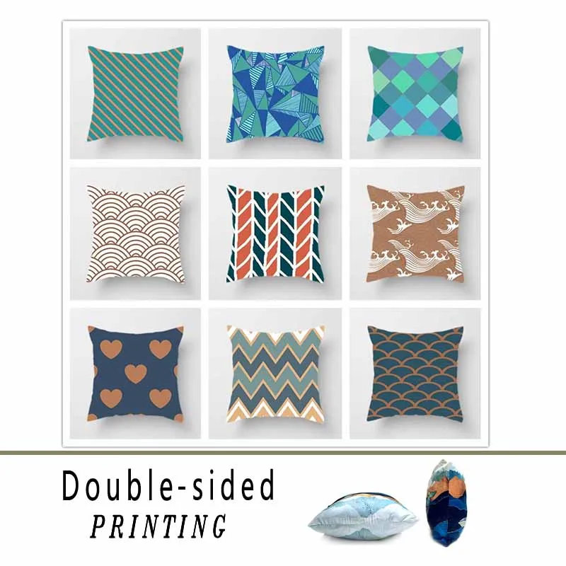 

Geometric Double Side Cushion Cover Color Contrast Abstract Pattern Decorative Pillowcase for Sofa Bed Home Decor Multiple Sizes