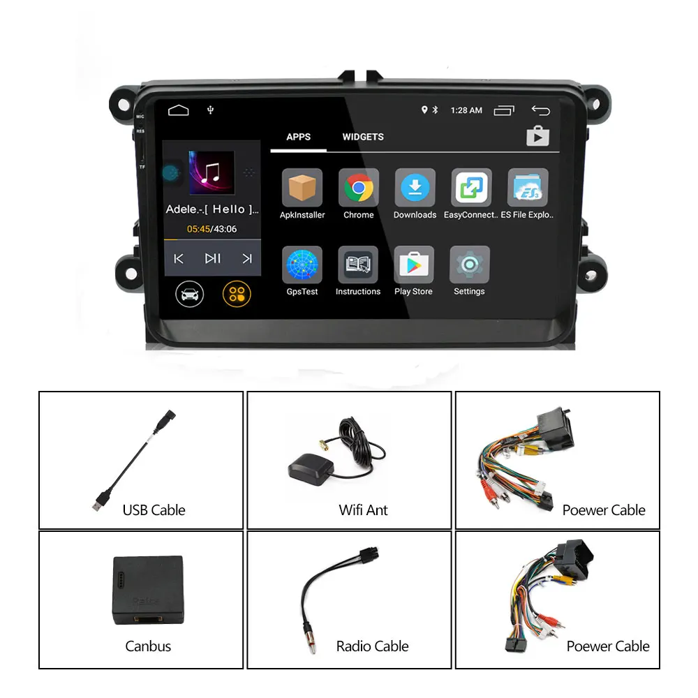 Cheap Podofo Car Radio Player 2 Din Android 8.0 Car Multimedia player Auto radio For VW/Golf/MK6/MK5/Passat/Jetta/T5/EOS/SEAT/POLO 5