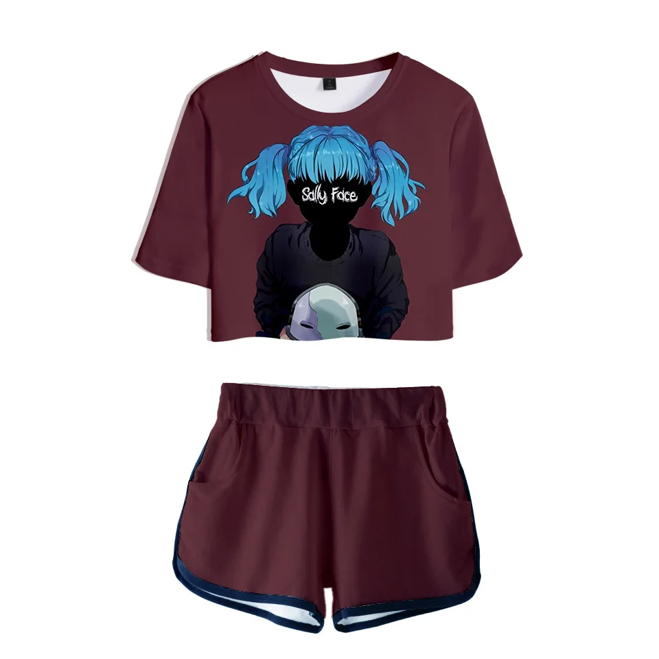 

Lucky Friday Sally Face Summer Kpops Women Two Piece Set Shorts And T-shirts Clothes 2019 Hot Sale 3D Harajuku Print Plus