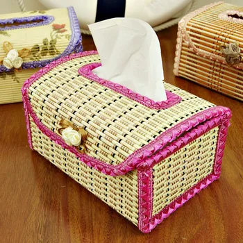 

Bamboo Tissue Box Rectangle Shaped Tissue Container Towel Napkin Tissue Holder Kleenex Home Office Desktop Tissue Box
