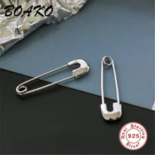 BOAKO, безопасная булавка, серьги, вечерние, панк, персональные, прокол, серьги для женщин, серьги-гвоздики унисекс, 925 пробы, серебряные ювелирные изделия