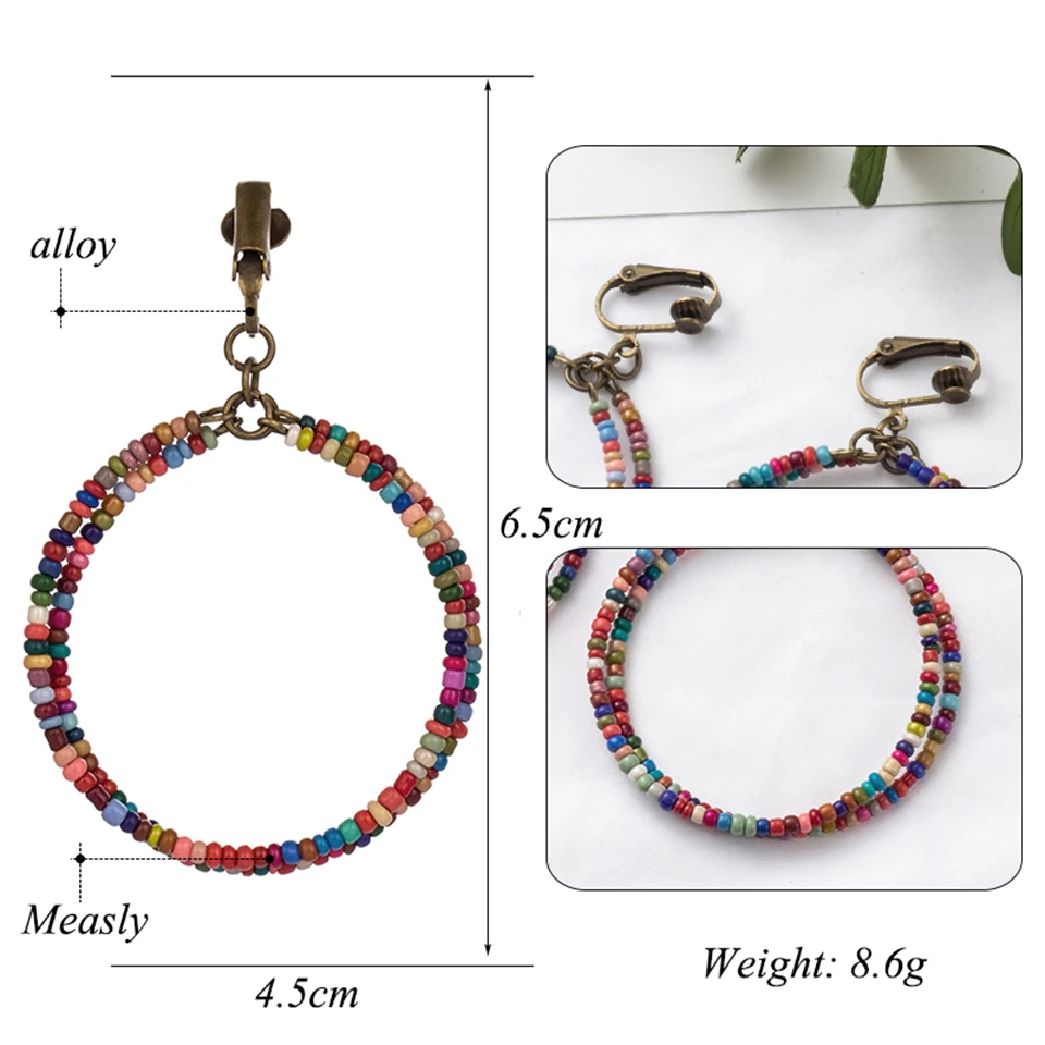 Rainbow Colors Beads Round Dangle Drop Earrings for Women Female 2018 Wedding Anniversary Party Earrings Jewelry Accessories