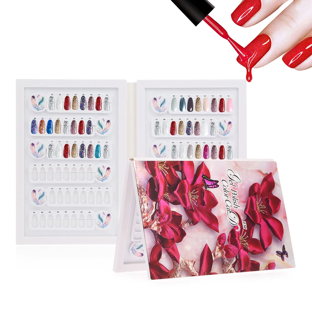 

False Nail Color Book 96 Color Display Nail Art Gel Polish Color Card Nail Color Chart Palette Varnish Practice Board Manicure
