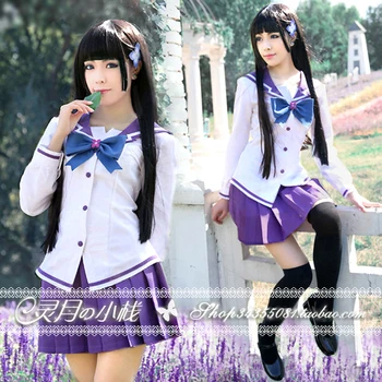

New Lolita Japanese School Uniform Sailor Cosplay Costume Uniform Sankarea Cosplay Full Set Tops+skirt+tie+stockings