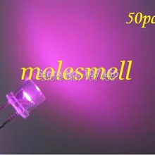 50 шт. 5 мм плоский верх розовый светодиод 5 мм прозрачный розовый светодиод 5 мм плоская головка розовый светодиод 5 мм Большой/Широкий Угол розовый светодиод ультра яркая светодиодная лампа