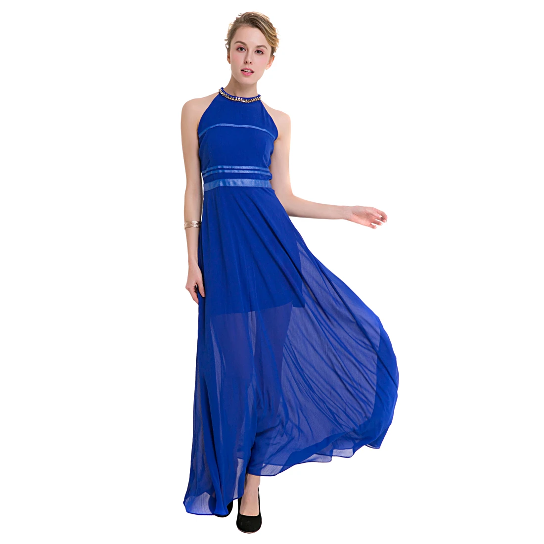 TFGS Original Design Women Elegant Long Chiffon Dress Women Halter Off Shoulder Party Dress Sexy Dresses