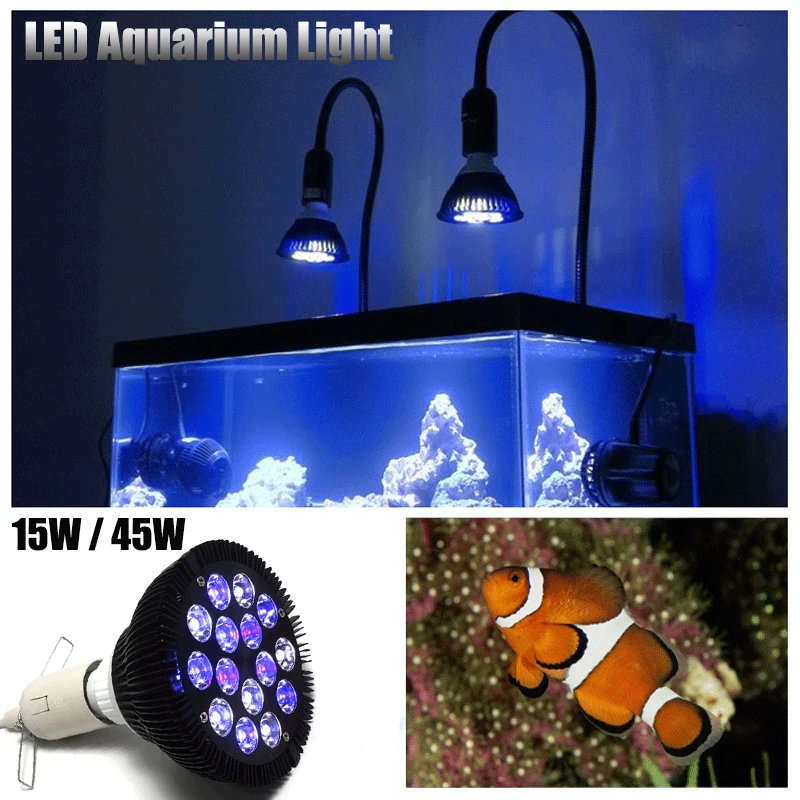 E27 PAR38 LED 15W/45W Fish Tank Light Bulb Aquatic Plants Coral