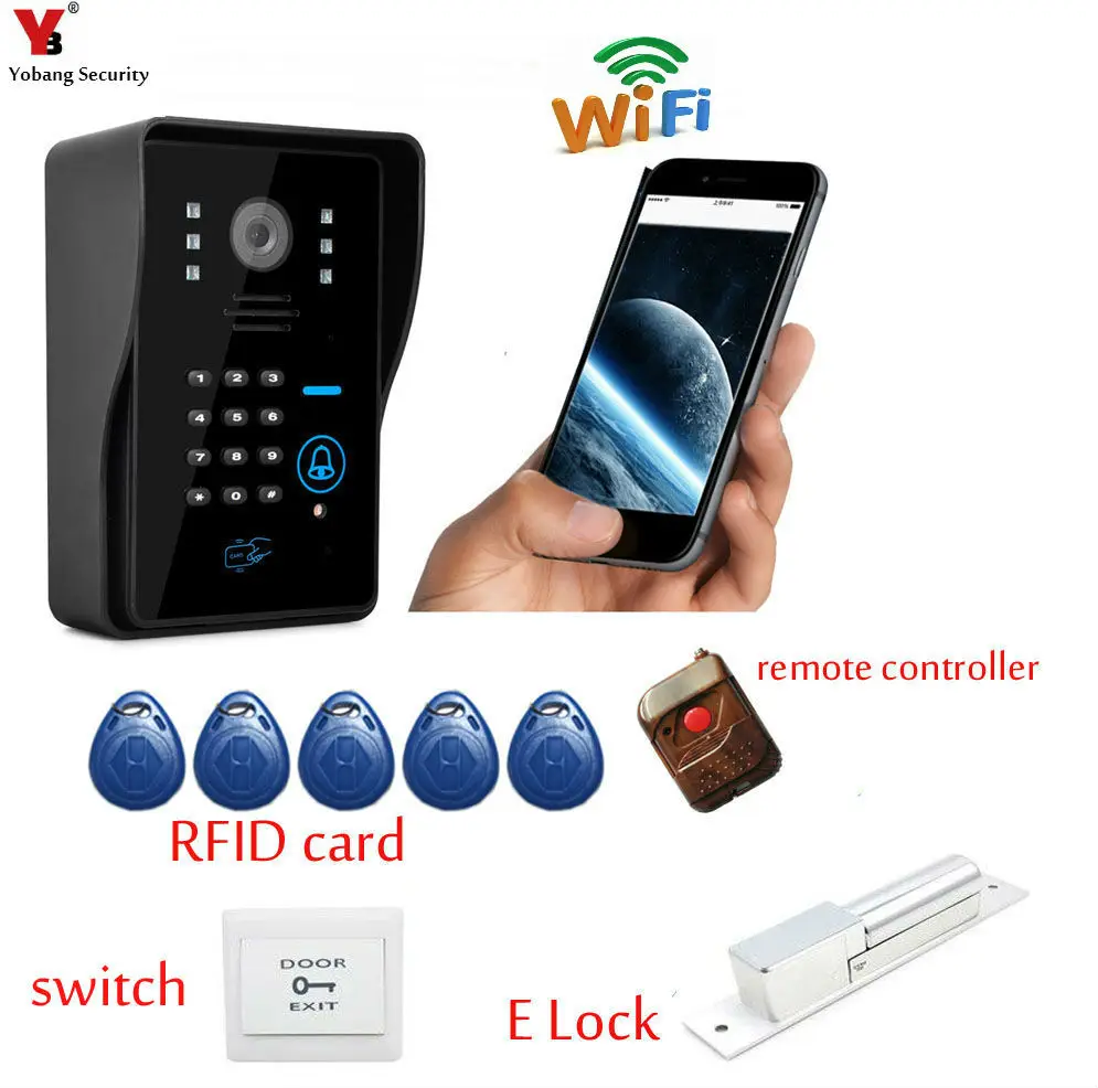 

Yobang Security freeship Wifi door intercom Wifi Doorbell Camera APP Remote View Unlock Metal RFID Door Intercom Magnetic E-Lock