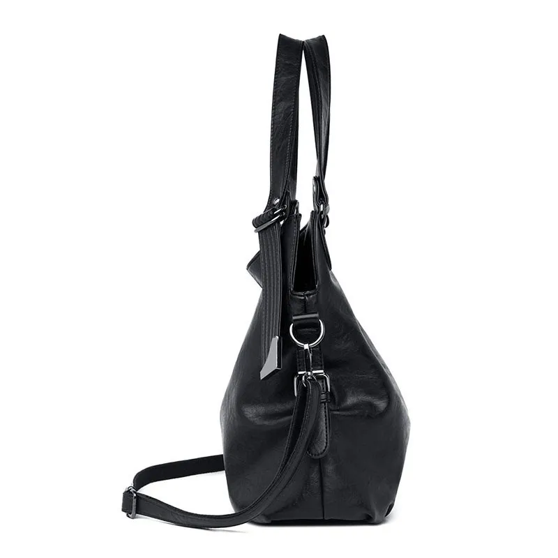 Женская большая сумка-мешок черного/красного цвета, новые модные женские кожаные сумки, женская сумка через плечо из натуральной кожи M245